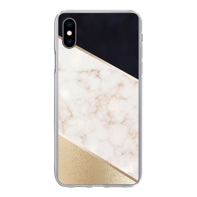 Hülle für iPhone Xs - Marmor - Gold - Rosa - Silikone