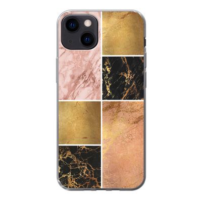 Hülle für iPhone 13 - Marmor - Rosa - Gold - Silikone