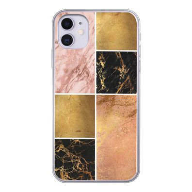 Hülle für iPhone 11 - Marmor - Rosa - Gold - Silikone