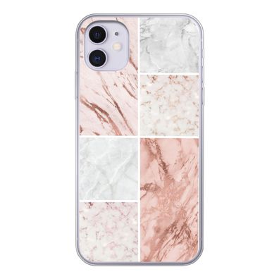 Hülle für iPhone 11 - Marmor - Weiß - Rosa - Silikone