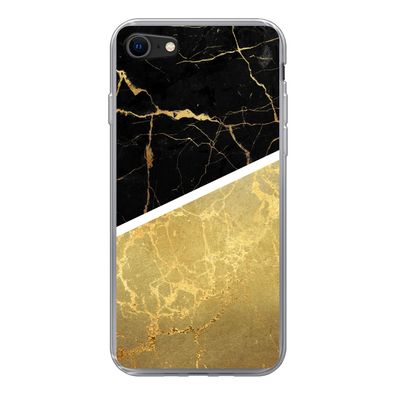 Hülle für iPhone 8 - Marmor - Schwarz - Gold - Silikone