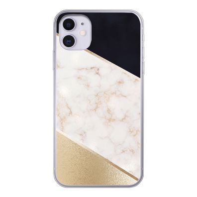Hülle für iPhone 11 - Marmor - Gold - Rosa - Silikone