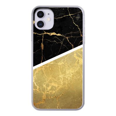 Hülle für iPhone 11 - Marmor - Schwarz - Gold - Silikone