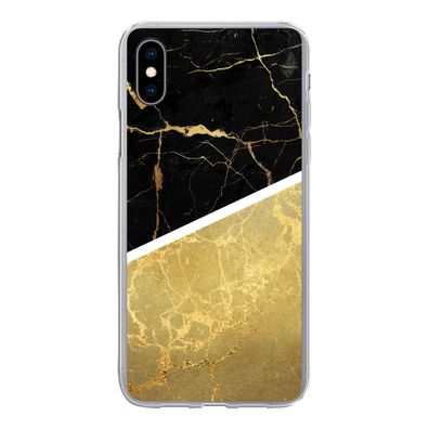 Hülle für iPhone Xs - Marmor - Schwarz - Gold - Silikone