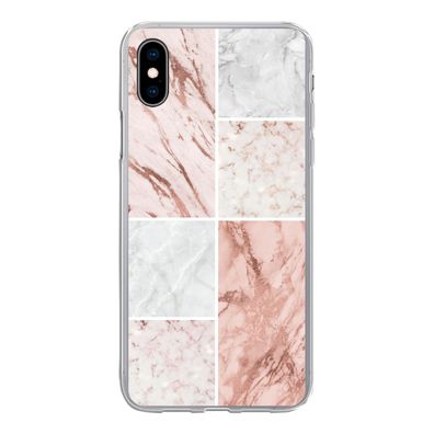Hülle für iPhone Xs - Marmor - Weiß - Rosa - Silikone