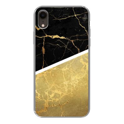 Hülle für iPhone XR - Marmor - Schwarz - Gold - Silikone