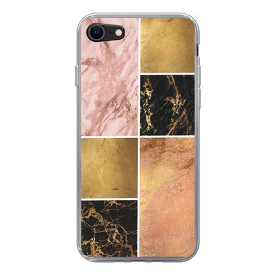 Hülle für iPhone 7 - Marmor - Rosa - Gold - Silikone