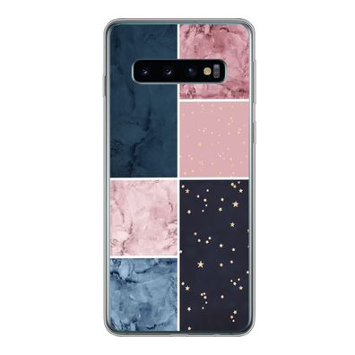Hülle für Samsung Galaxy S10 - Marmor - Rosa - Blau - Silikone