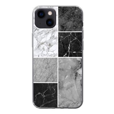 Hülle für iPhone 13 - Marmor - Schwarz - Weiß - Silikone