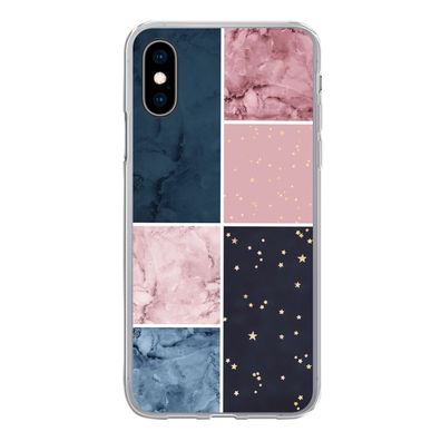 Hülle für iPhone X - Marmor - Rosa - Blau - Silikone