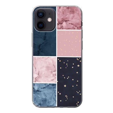 Hülle für iPhone 12 - Marmor - Rosa - Blau - Silikone