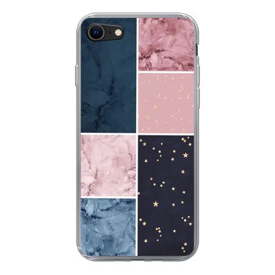 Hülle für iPhone 8 - Marmor - Rosa - Blau - Silikone