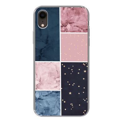 Hülle für iPhone XR - Marmor - Rosa - Blau - Silikone