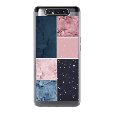 Hülle für Samsung Galaxy A80 - Marmor - Rosa - Blau - Silikone