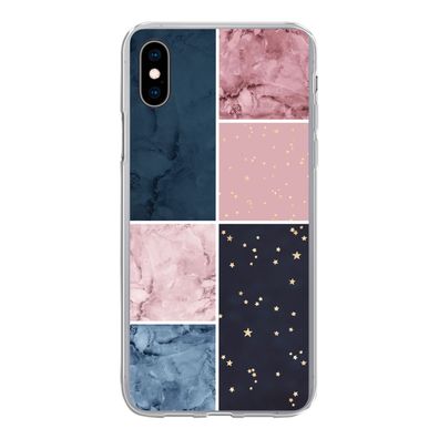 Hülle für iPhone Xs - Marmor - Rosa - Blau - Silikone