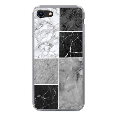 Hülle für iPhone 7 - Marmor - Schwarz - Weiß - Silikone