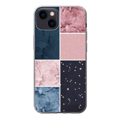 Hülle für iPhone 13 - Marmor - Rosa - Blau - Silikone