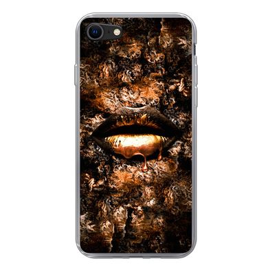 Hülle für iPhone 7 - Frau - Lippen - Kupfer - Silikone