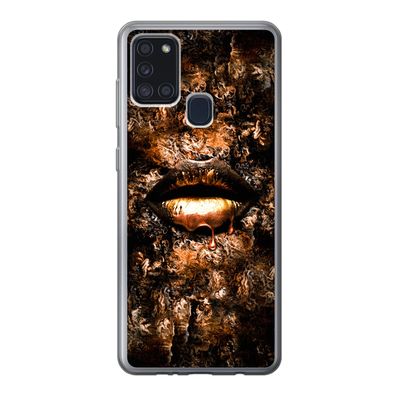 Hülle für Samsung Galaxy A21s - Frau - Lippen - Kupfer - Silikone