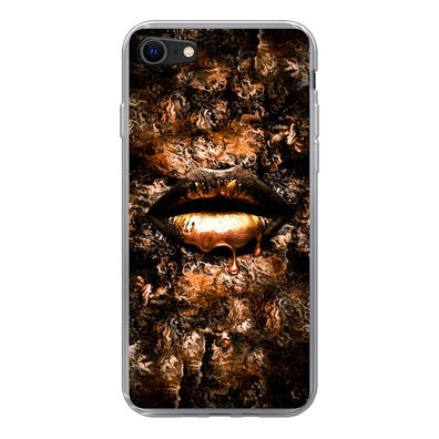 Hülle für iPhone 8 - Frau - Lippen - Kupfer - Silikone