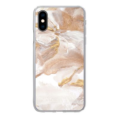 Hülle für iPhone X - Wasserfarbe - Gold - Braun - Silikone