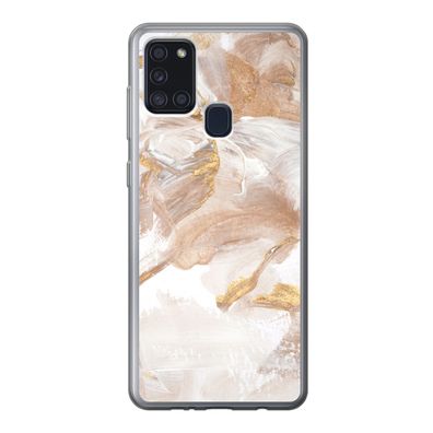 Hülle für Samsung Galaxy A21s - Wasserfarbe - Gold - Braun - Silikone