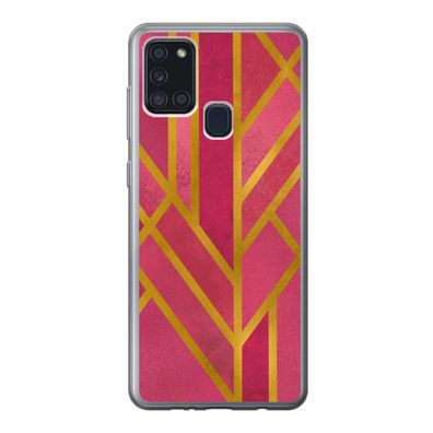 Hülle für Samsung Galaxy A21s - Gold - Rosa - Geometrisch - Silikone