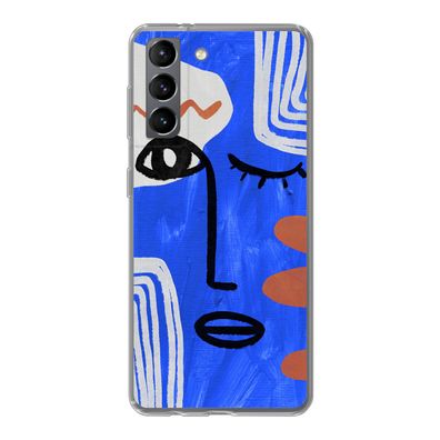 Hülle für Samsung Galaxy S21 - Gesicht - Blau - Abstrakt - Silikone