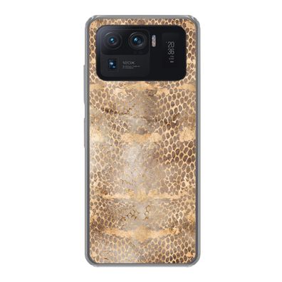 Hülle für Xiaomi Mi 11 Ultra - Schlangendruck - Gold - Braun - Silikone