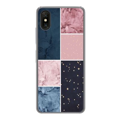 Hülle für Xiaomi Mi Mix 3 - Marmor - Rosa - Blau - Silikone