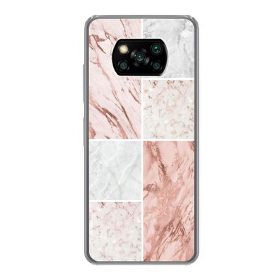 Hülle für Xiaomi Poco X3 NFC - Marmor - Weiß - Rosa - Silikone
