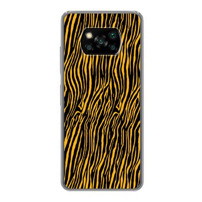 Hülle für Xiaomi Poco X3 NFC - Tigerdruck - Schwarz - Orange - Silikone