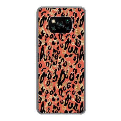 Hülle für Xiaomi Poco X3 NFC - Pantherdruck - Gold - Rosa - Silikone