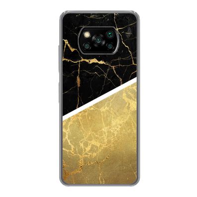 Hülle für Xiaomi Poco X3 NFC - Marmor - Schwarz - Gold - Silikone
