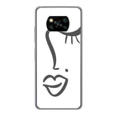 Hülle für Xiaomi Poco X3 NFC - Frau - Schwarz - Weiß - Abstrakt - Silikone