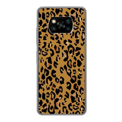 Hülle für Xiaomi Poco X3 Pro - Pantherdruck - Gelb - Gold - Silikone