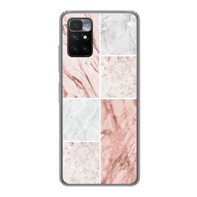 Hülle für Xiaomi Redmi 10 - Marmor - Weiß - Rosa - Silikone