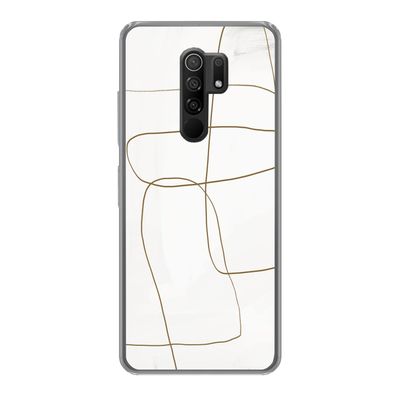 Hülle für Xiaomi Redmi 9 - Kunst - Braun - Weiß - Abstrakt - Silikone