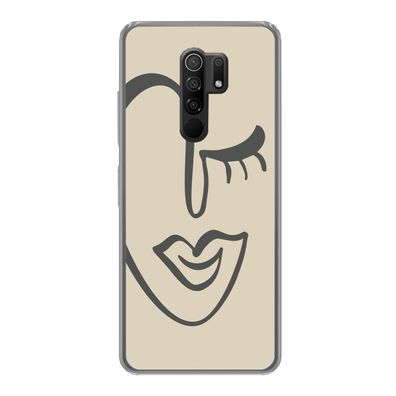 Hülle für Xiaomi Redmi 9 - Frau - Gesicht - Kunst - Silikone