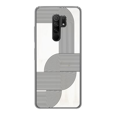 Hülle für Xiaomi Redmi 9 - Kunst - Schwarz - Weiß - Linie - Silikone
