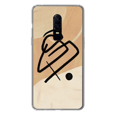 Hülle für OnePlus 6 - Schwarz - Design - Braun - Silikone