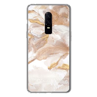 Hülle für OnePlus 6 - Wasserfarbe - Gold - Braun - Silikone