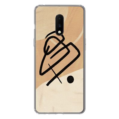 Hülle für OnePlus 7 - Schwarz - Design - Braun - Silikone