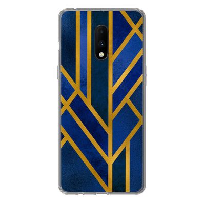 Hülle für OnePlus 7 - Gold - Blau - Luxus - Silikone