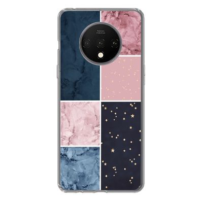 Hülle für OnePlus 7T - Marmor - Rosa - Blau - Silikone