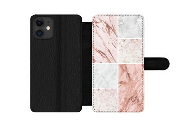 Hülle für iPhone 11 - Marmor - Weiß - Rosa - Flipcase