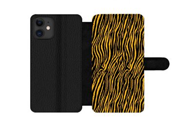 Hülle für iPhone 11 - Tigerdruck - Schwarz - Orange - Flipcase