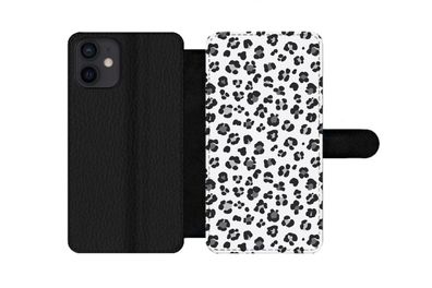 Hülle für iPhone 12 Mini - Panther Druck - Grau - Abstrakt - Flipcase