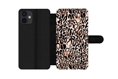 Hülle für iPhone 12 Mini - Panther Druck - Schwarz - Flecken - Flipcase