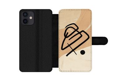 Hülle für iPhone 12 - Schwarz - Design - Braun - Flipcase
